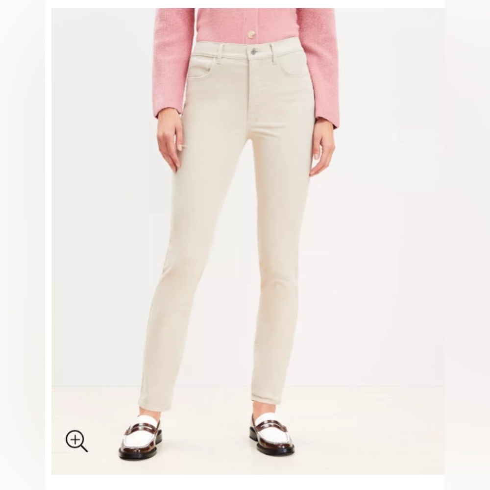 LOFT LIGHT WINTER WHITE PEARL FINE WALE CORDUROY SKINNY PETITE SZ 4